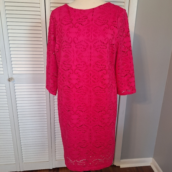 Chico's europa Pink Lace Dress Sz 1 Medium *box 2 - Picture 2 of 8